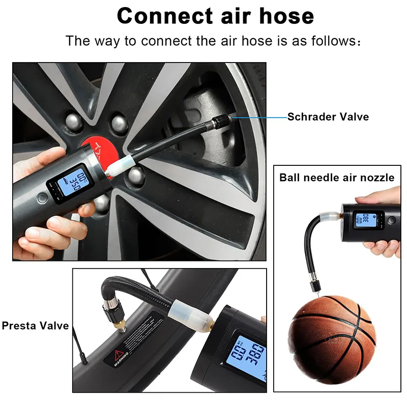 Portable Air Bike Pump Mini Electric Inflator Rechargeable Air Pump Auto Car Inflatable Rechargeable Compressor
