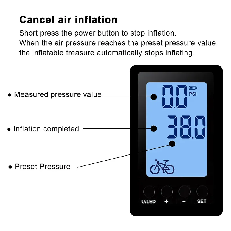 Portable Air Bike Pump Mini Electric Inflator Rechargeable Air Pump Auto Car Inflatable Rechargeable Compressor
