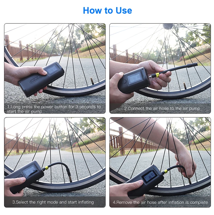 Portable Air Bike Pump Mini Electric Inflator Rechargeable Air Pump Auto Car Inflatable Rechargeable Compressor