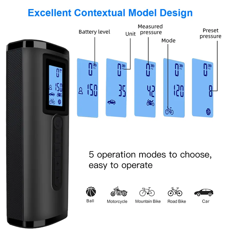 Portable Air Bike Pump Mini Electric Inflator Rechargeable Air Pump Auto Car Inflatable Rechargeable Compressor