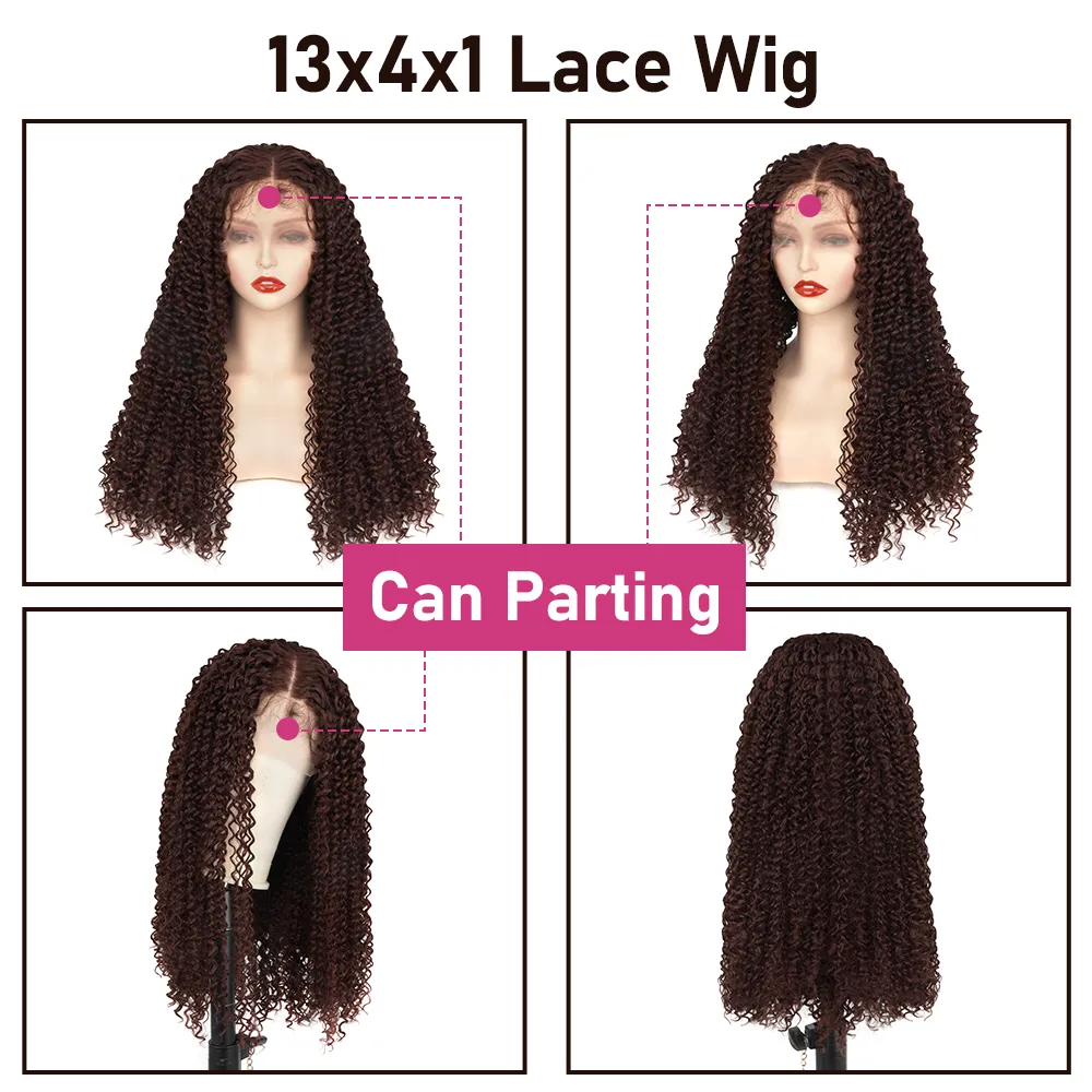 Reddish Brown Kinky Curly Wig Synthetic Lace Front Wigs For Women Copper Red Pre Plucked With Baby Hair Lace Closured Wig