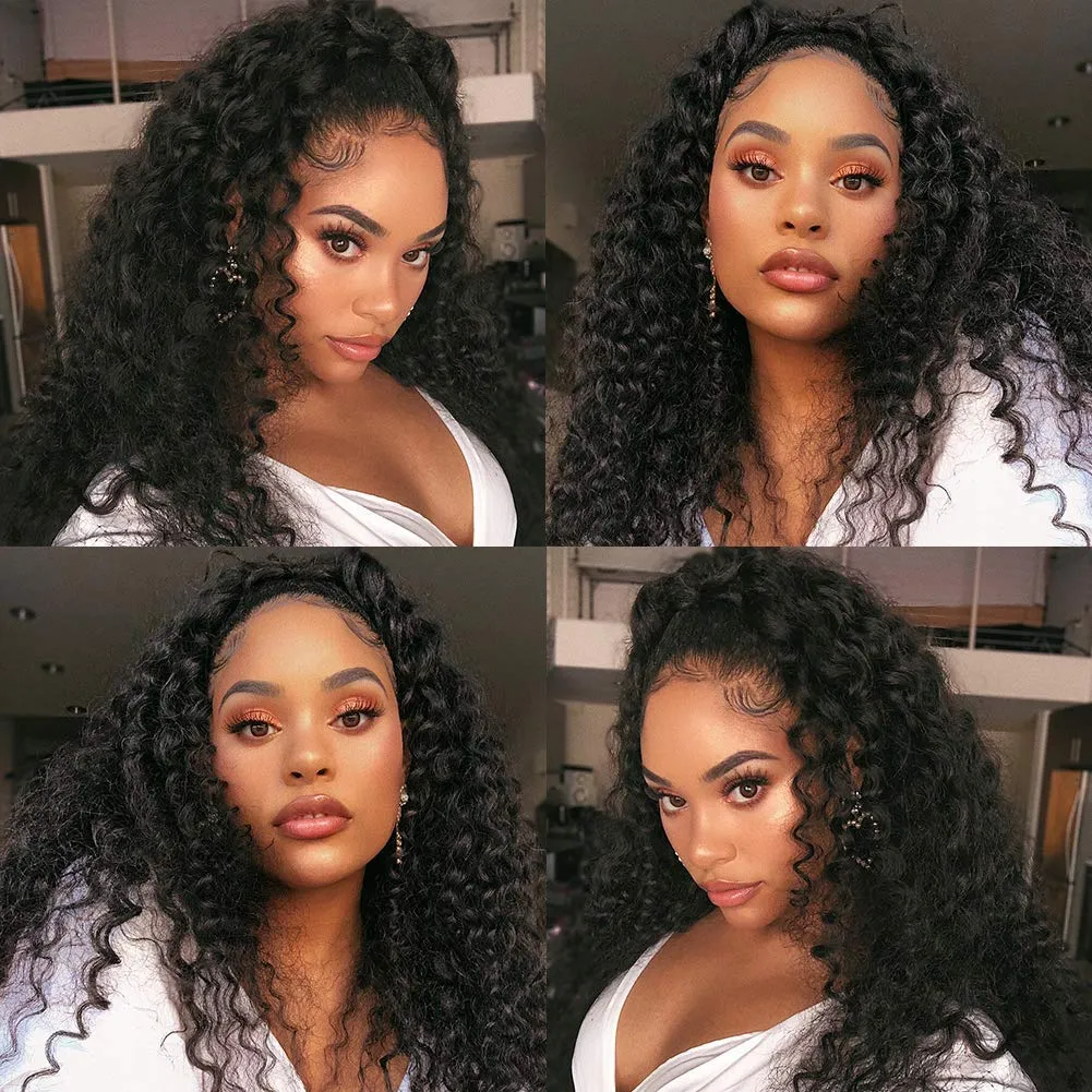 Reddish Brown Kinky Curly Wig Synthetic Lace Front Wigs For Women Copper Red Pre Plucked With Baby Hair Lace Closured Wig