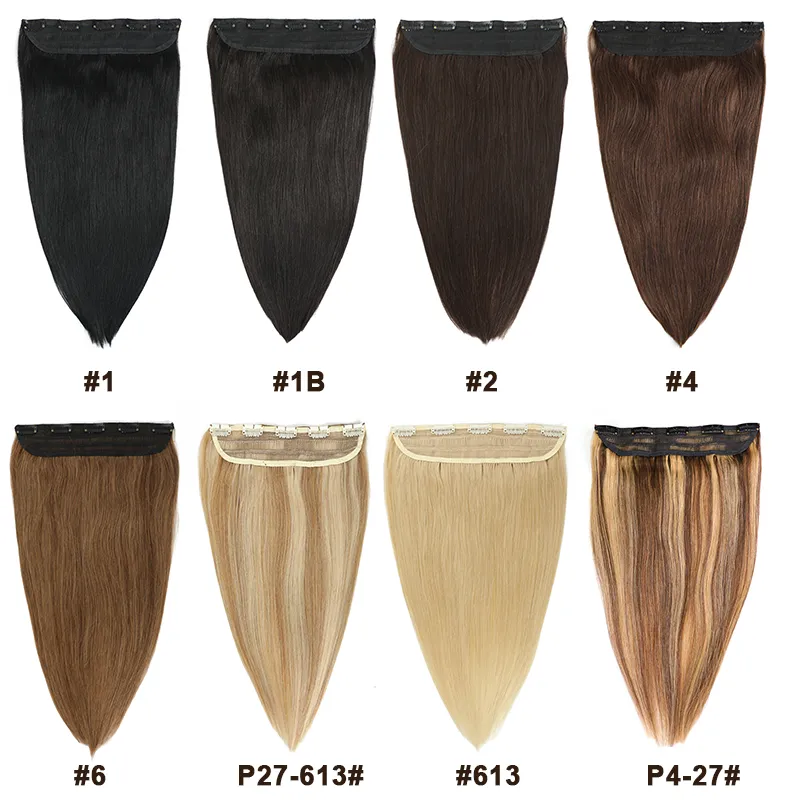 MRSHAIR One Piece Clip In Human Hair Straight Natural Hair Extensions 5 Clips Add Volume Clip-On Hair 14 18 22 inch #613 Blonde