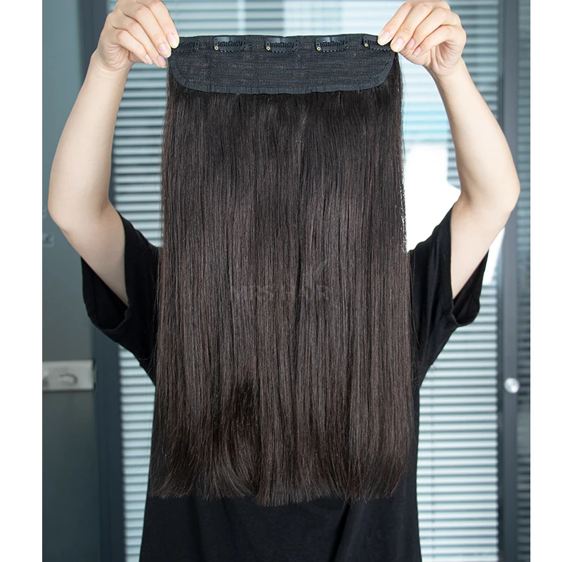 MRSHAIR One Piece Clip In Human Hair Straight Natural Hair Extensions 5 Clips Add Volume Clip-On Hair 14 18 22 inch #613 Blonde