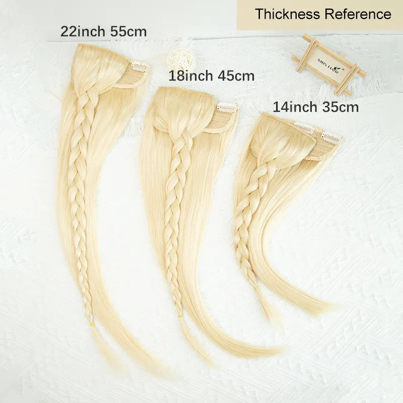 MRSHAIR One Piece Clip In Human Hair Straight Natural Hair Extensions 5 Clips Add Volume Clip-On Hair 14 18 22 inch #613 Blonde