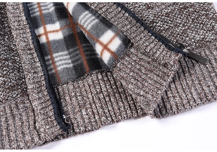 Autumn Winter Warm Cardigan Men Fleece Zipper Sweaters Jackets Mens Slim Fit Knitted Sweatercoat Thick Cardigan Sweater Coat Men