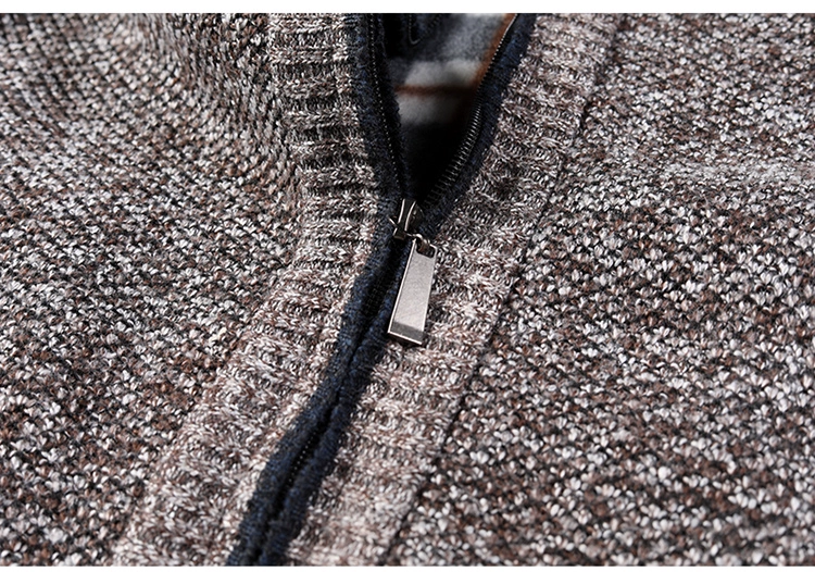 Autumn Winter Warm Cardigan Men Fleece Zipper Sweaters Jackets Mens Slim Fit Knitted Sweatercoat Thick Cardigan Sweater Coat Men