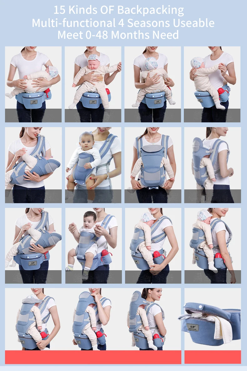 Ergonomic Backpack Baby Carrier Baby Hipseat Carrier carrying for children Baby Wrap Sling for Baby Travel 0-48 Months Useable