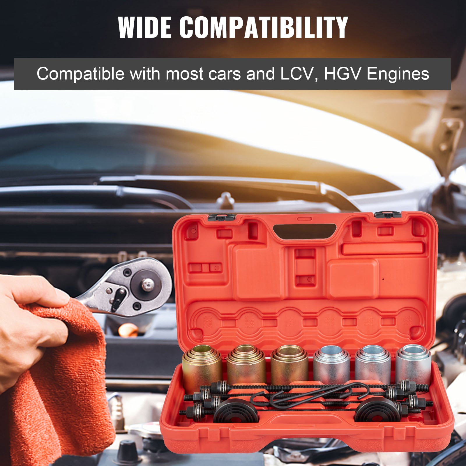 VEVOR 26pcs Universal Press and Pull Sleeve Kit Car Removal Installation Bushes Bearings Tool for Car Repair Auto Maintenance