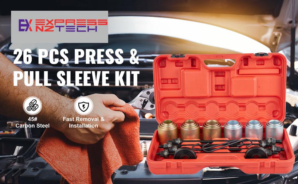 VEVOR 26pcs Universal Press and Pull Sleeve Kit Car Removal Installation Bushes Bearings Tool for Car Repair Auto Maintenance
