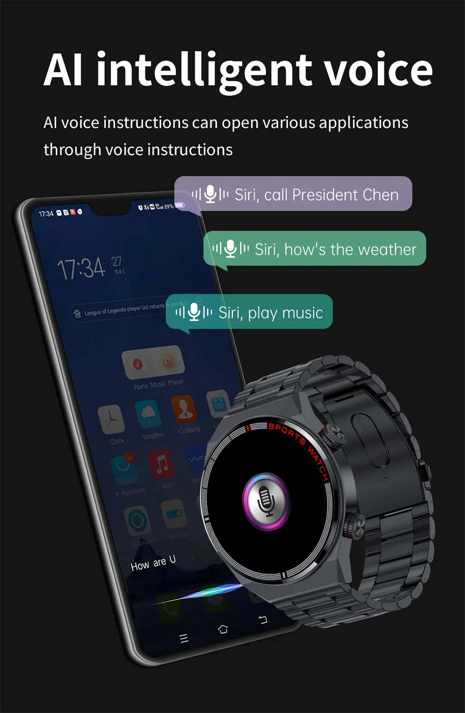 ChiBear NFC Smart Watch Men GPS motion track Heart Rate Bluetooth Call 100+ movement modes Rotary button SmartWatch 2023 New Man