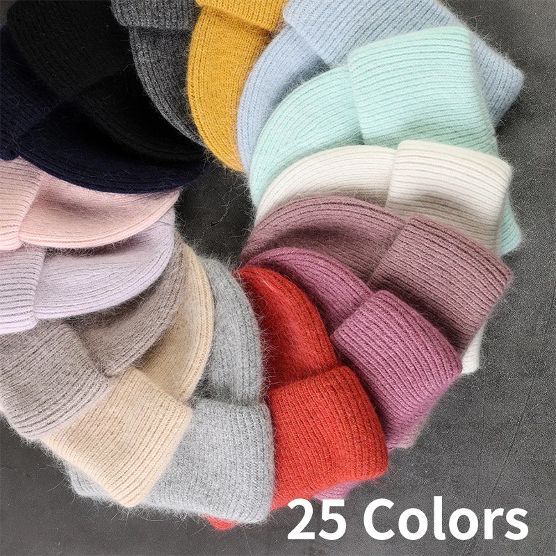 Rabbit Fur Beanies Soft Warm Fluffy Winter Hat for Women Angora Knitted Hat Skullies Beanies Female Bonnet Woman Knit Cap Rabbit Fur Beanies Soft Warm Fluffy Winter Hat for Women Angora Knitted Hat Skullies Beanies Female Bonnet Woman Knit Cap