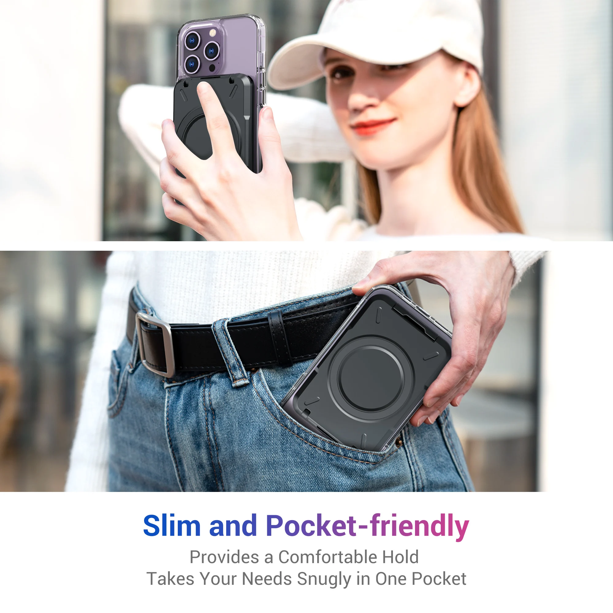 Magnetic Wallet & Card Holder with RFID Blocking Function for iPhone 14 15 Pro/ Pro Max/ 13 Pro Max/ 13 Pro 12 11 MagSafe Wallet