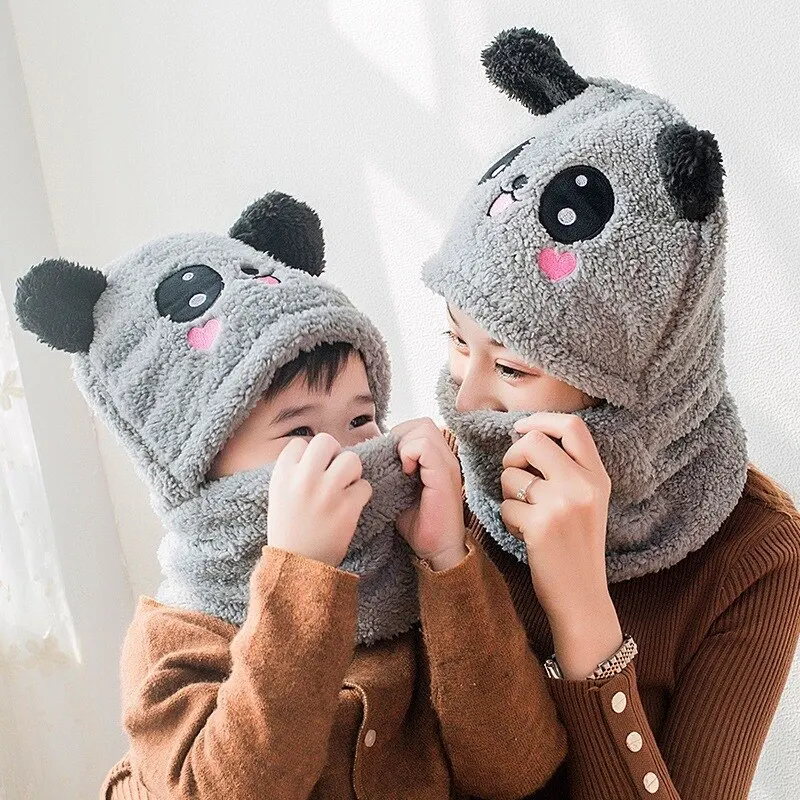 Fashionable Autumn and Winter Cute Childrens Cartoon Scarf Hat Two Piece Set Double Layer Wool Warm Boys and Girls Hat Fashionable Autumn and Winter Cute Childrens Cartoon Scarf Hat Two Piece Set Double Layer Wool Warm Boys and Girls Hat