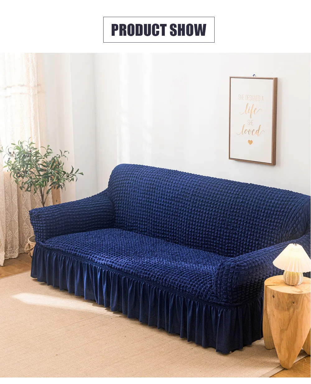 Four seasons universal elastic all-inclusive solid color seersucker sofa cover universal anti-dust anti-cat scratch