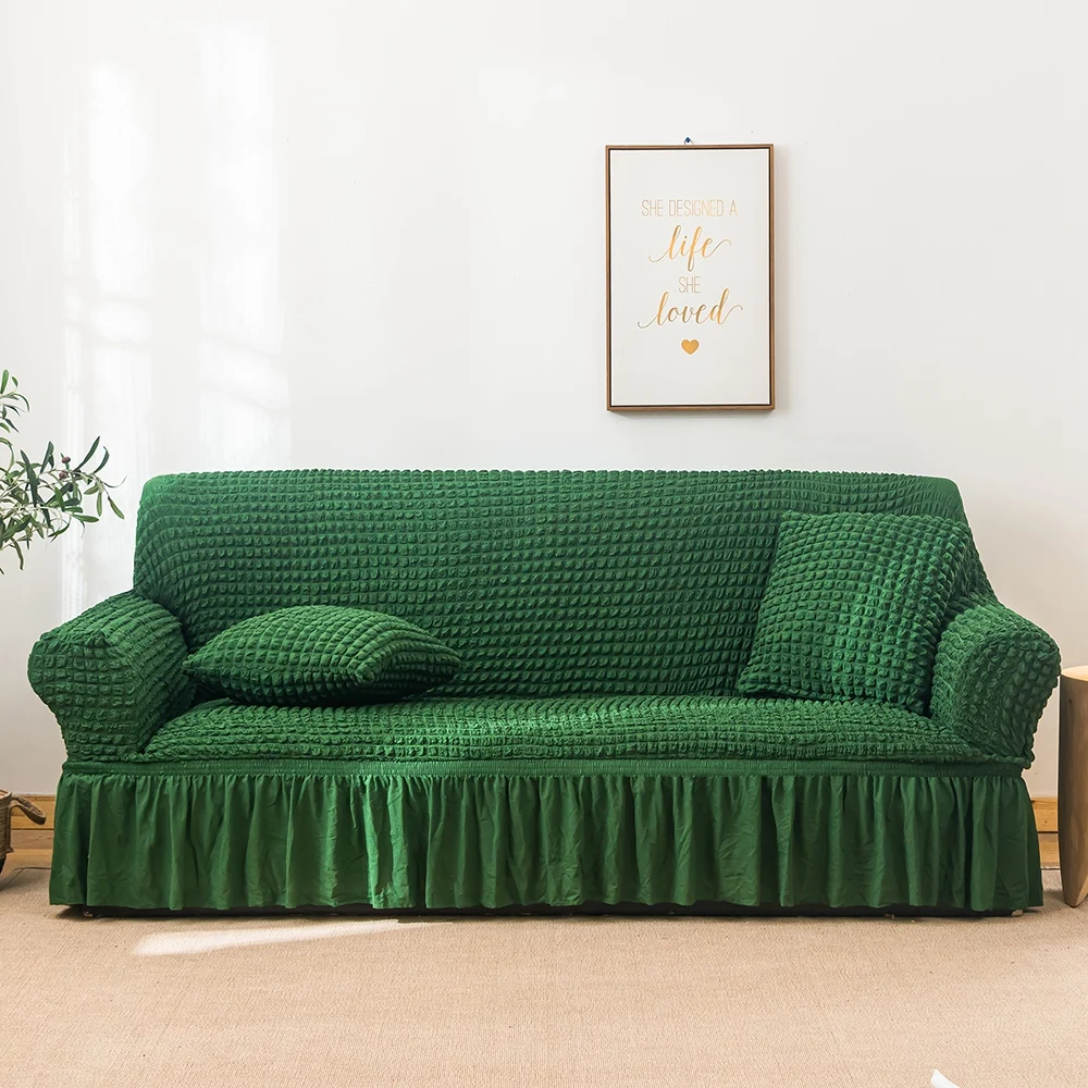 Four seasons universal elastic all-inclusive solid color seersucker sofa cover universal anti-dust anti-cat scratch
