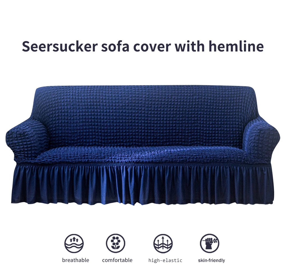 Four seasons universal elastic all-inclusive solid color seersucker sofa cover universal anti-dust anti-cat scratch