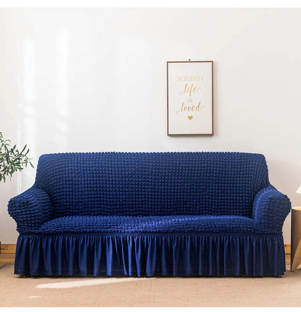 Four seasons universal elastic all-inclusive solid color seersucker sofa cover universal anti-dust anti-cat scratch