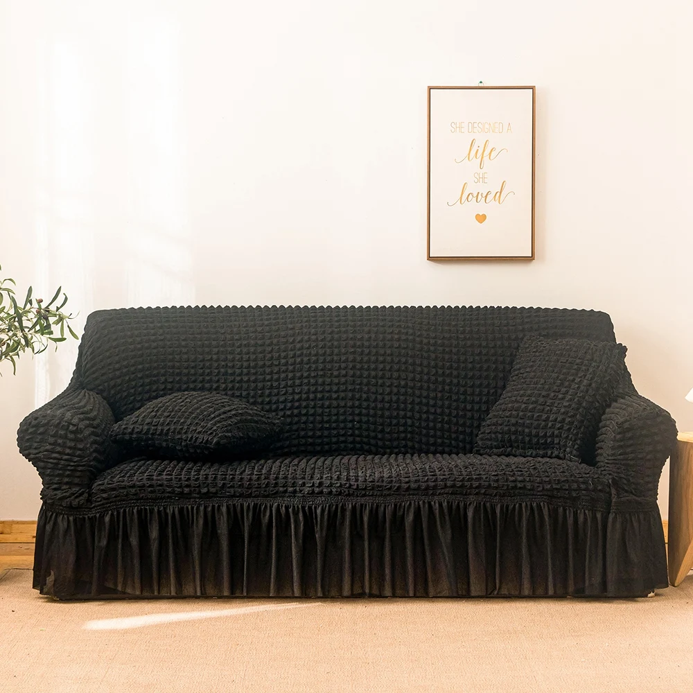 Four seasons universal elastic all-inclusive solid color seersucker sofa cover universal anti-dust anti-cat scratch