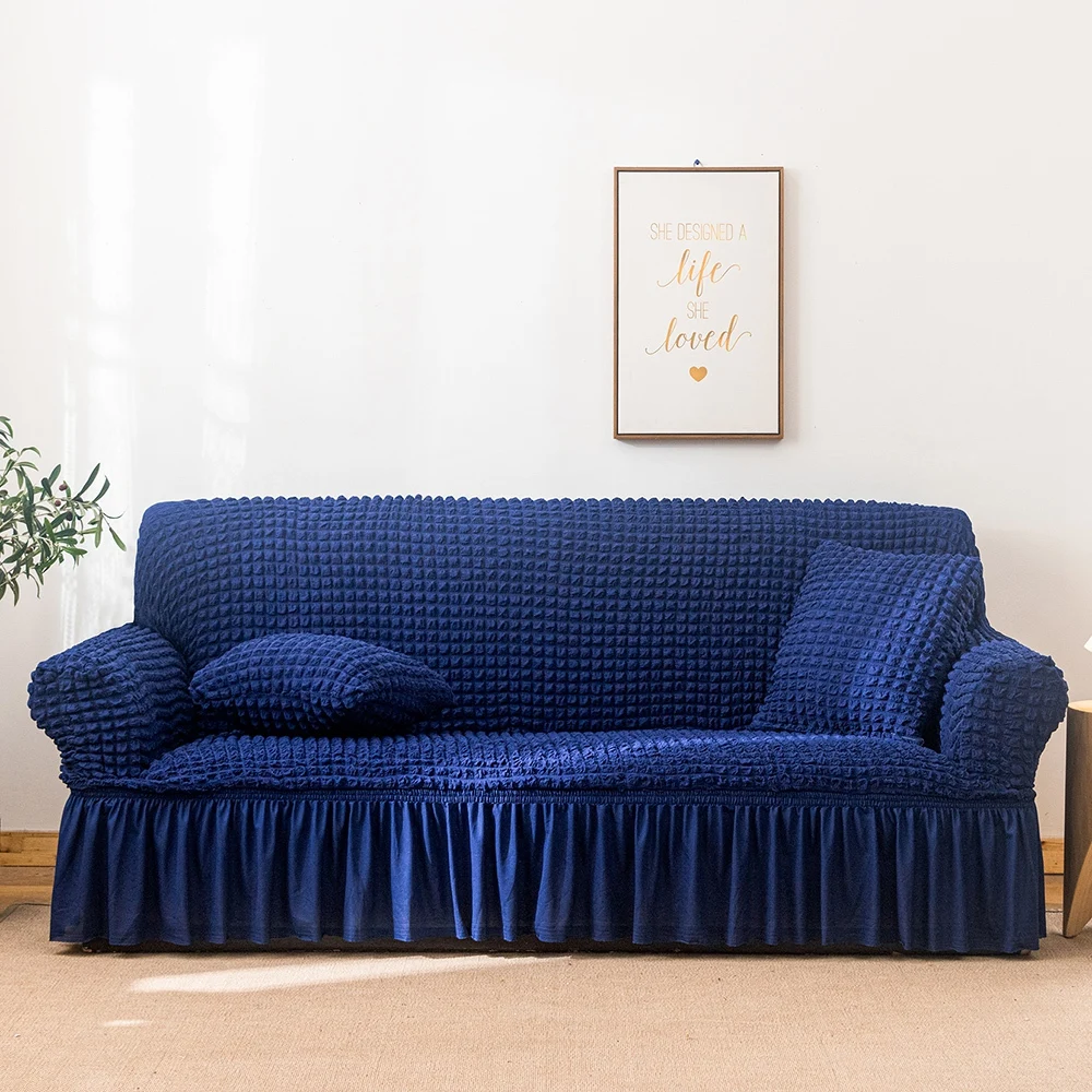 Four seasons universal elastic all-inclusive solid color seersucker sofa cover universal anti-dust anti-cat scratch