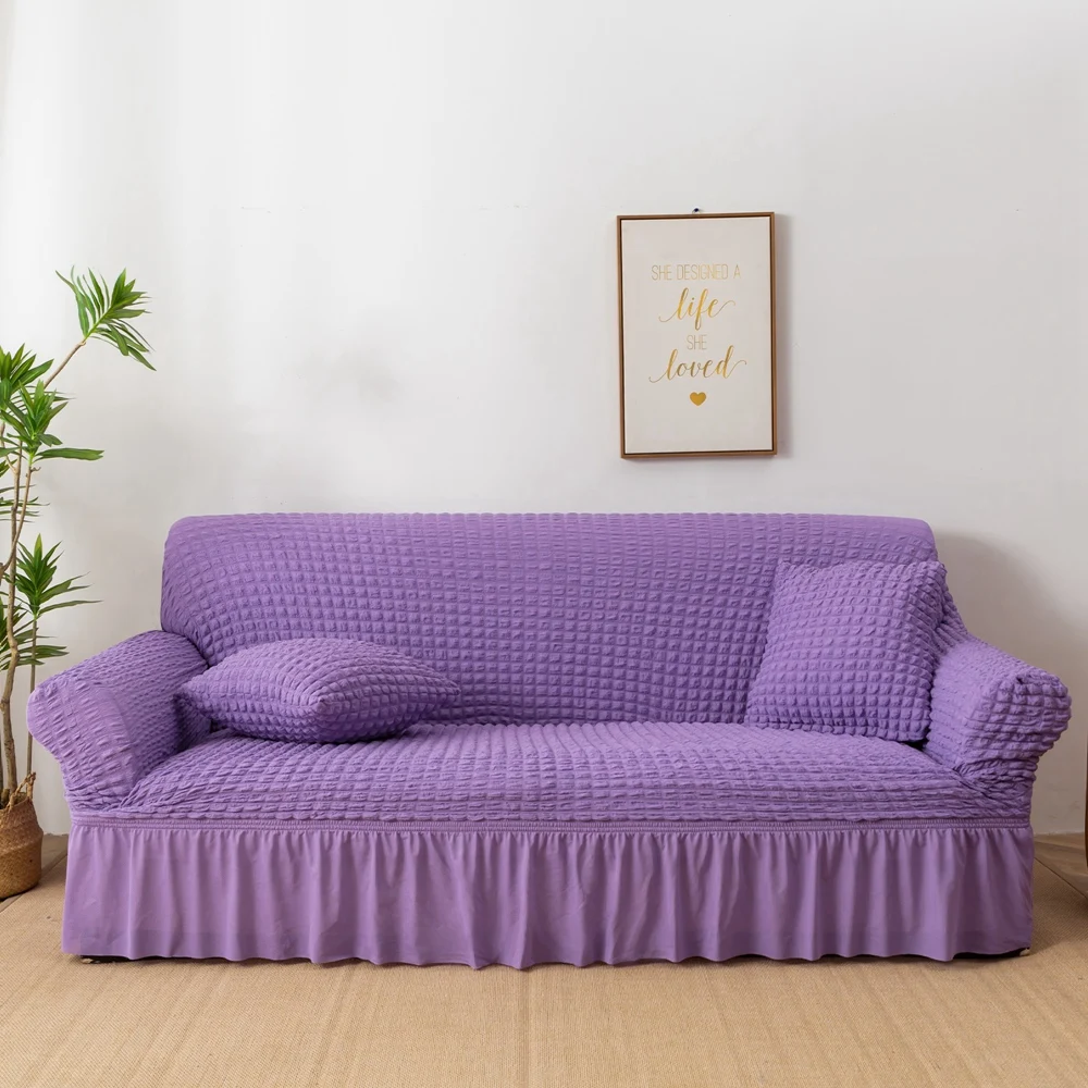 Four seasons universal elastic all-inclusive solid color seersucker sofa cover universal anti-dust anti-cat scratch