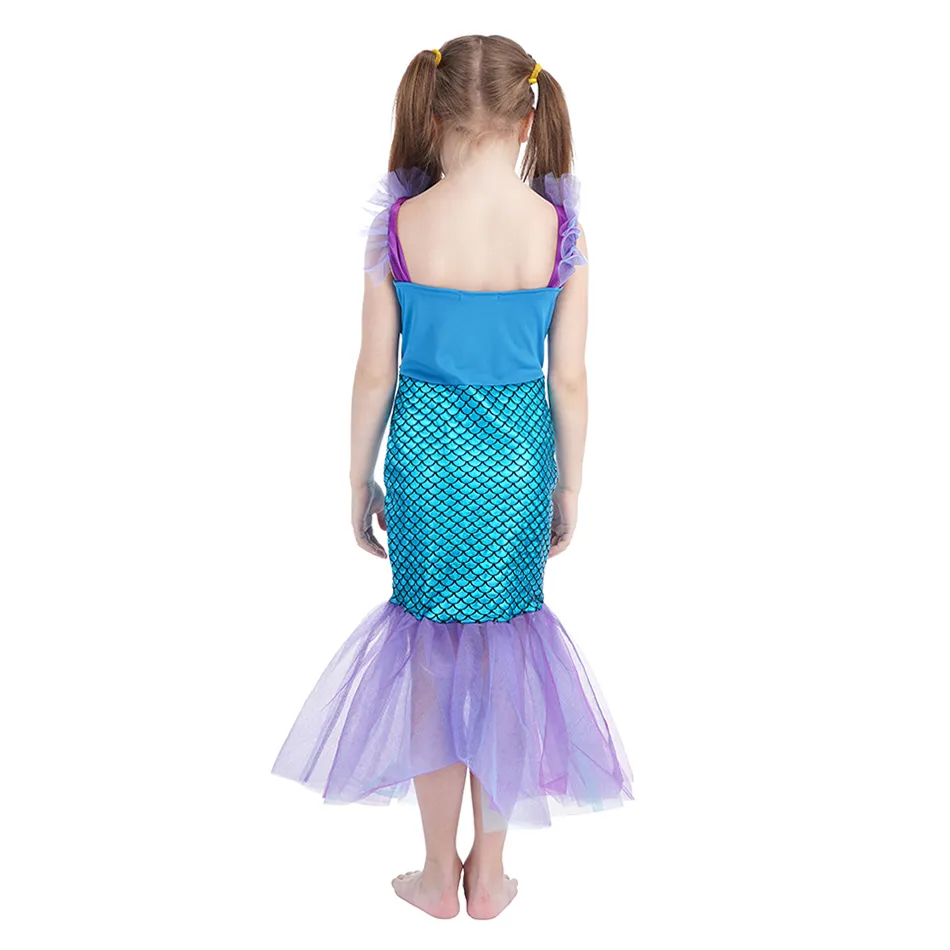 Princess The Little Mermaid Ariel Dress Girls Cosplay Costume Kids Halloween Carnival Birthday Party Clothes Summer Prom Dresses