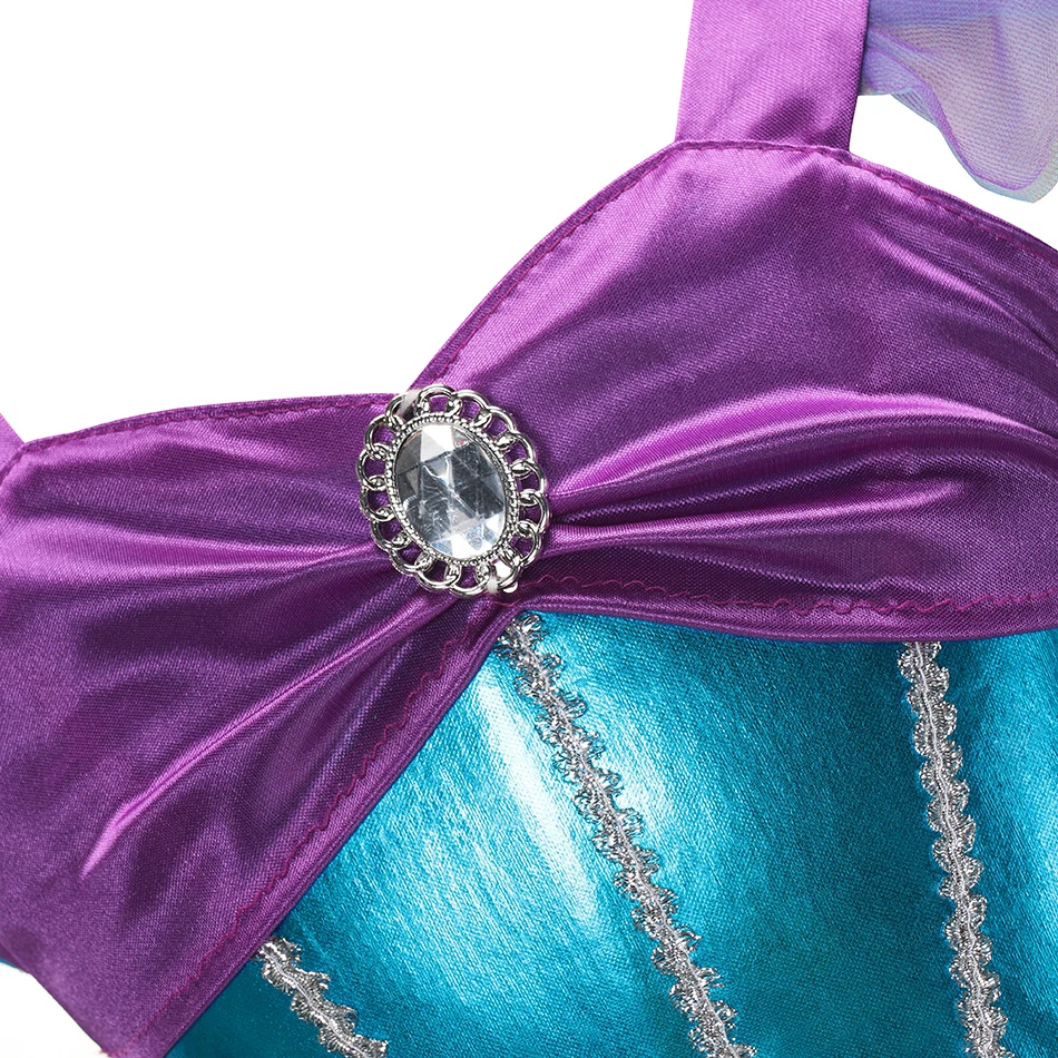 Princess The Little Mermaid Ariel Dress Girls Cosplay Costume Kids Halloween Carnival Birthday Party Clothes Summer Prom Dresses