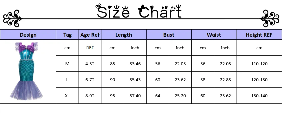 Princess The Little Mermaid Ariel Dress Girls Cosplay Costume Kids Halloween Carnival Birthday Party Clothes Summer Prom Dresses