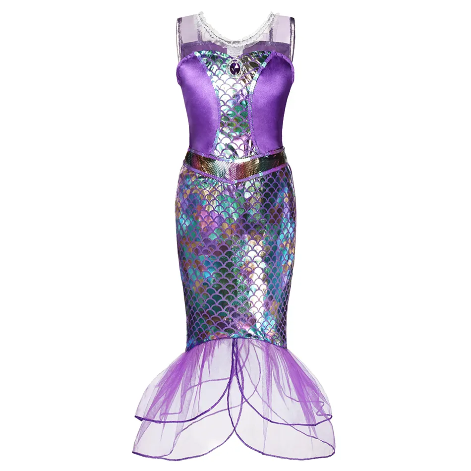 Ariel Girl Little Mermaid Costume Halloween Kid Dress For Girls Children Carnival Birthday Party Clothes Cosplay Mermaid Dress