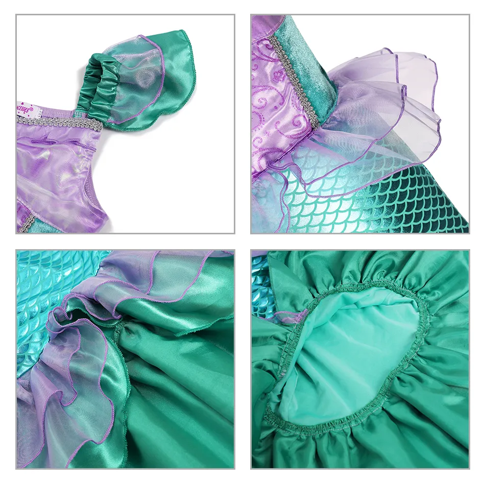 Ariel Girl Little Mermaid Costume Halloween Kid Dress For Girls Children Carnival Birthday Party Clothes Cosplay Mermaid Dress