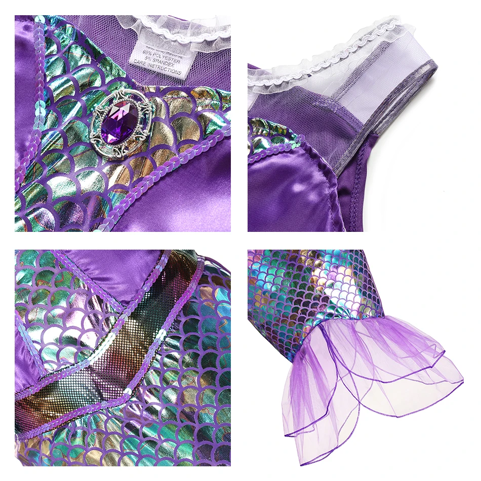 Ariel Girl Little Mermaid Costume Halloween Kid Dress For Girls Children Carnival Birthday Party Clothes Cosplay Mermaid Dress