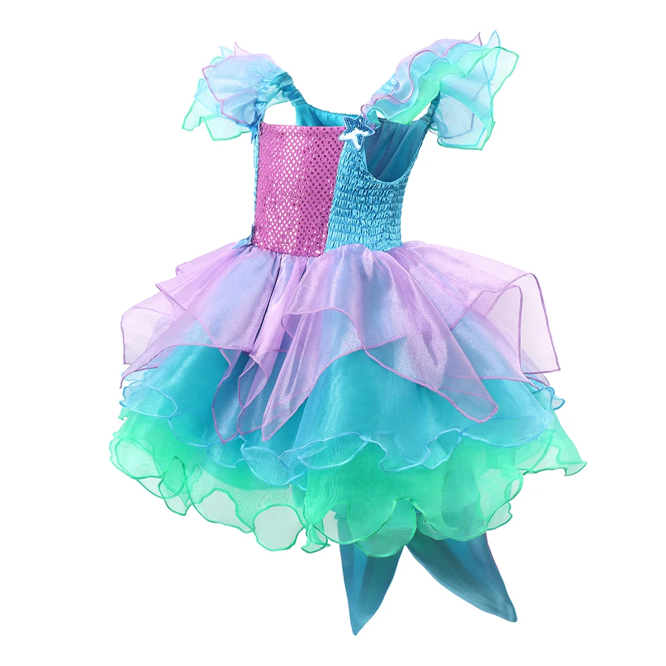 Ariel Girl Little Mermaid Costume Halloween Kid Dress For Girls Children Carnival Birthday Party Clothes Cosplay Mermaid Dress