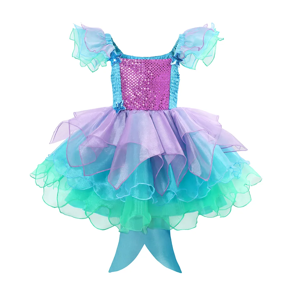 Ariel Girl Little Mermaid Costume Halloween Kid Dress For Girls Children Carnival Birthday Party Clothes Cosplay Mermaid Dress