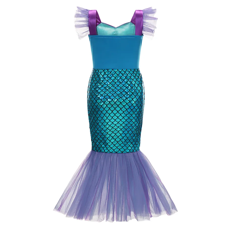 Ariel Girl Little Mermaid Costume Halloween Kid Dress For Girls Children Carnival Birthday Party Clothes Cosplay Mermaid Dress