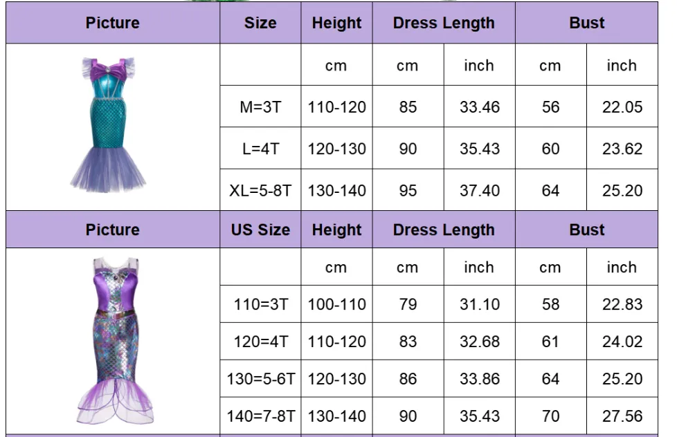 Ariel Girl Little Mermaid Costume Halloween Kid Dress For Girls Children Carnival Birthday Party Clothes Cosplay Mermaid Dress