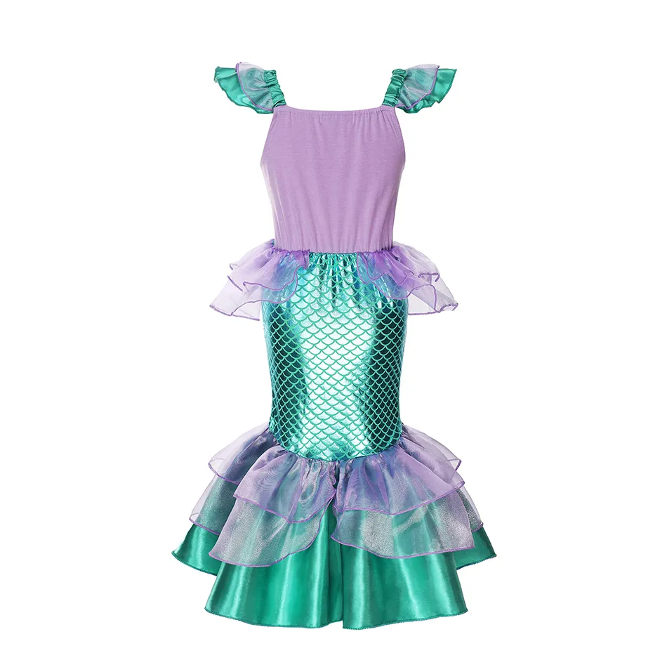 Ariel Girl Little Mermaid Costume Halloween Kid Dress For Girls Children Carnival Birthday Party Clothes Cosplay Mermaid Dress