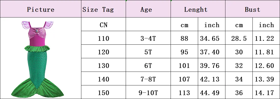 Ariel Girl Little Mermaid Costume Halloween Kid Dress For Girls Children Carnival Birthday Party Clothes Cosplay Mermaid Dress