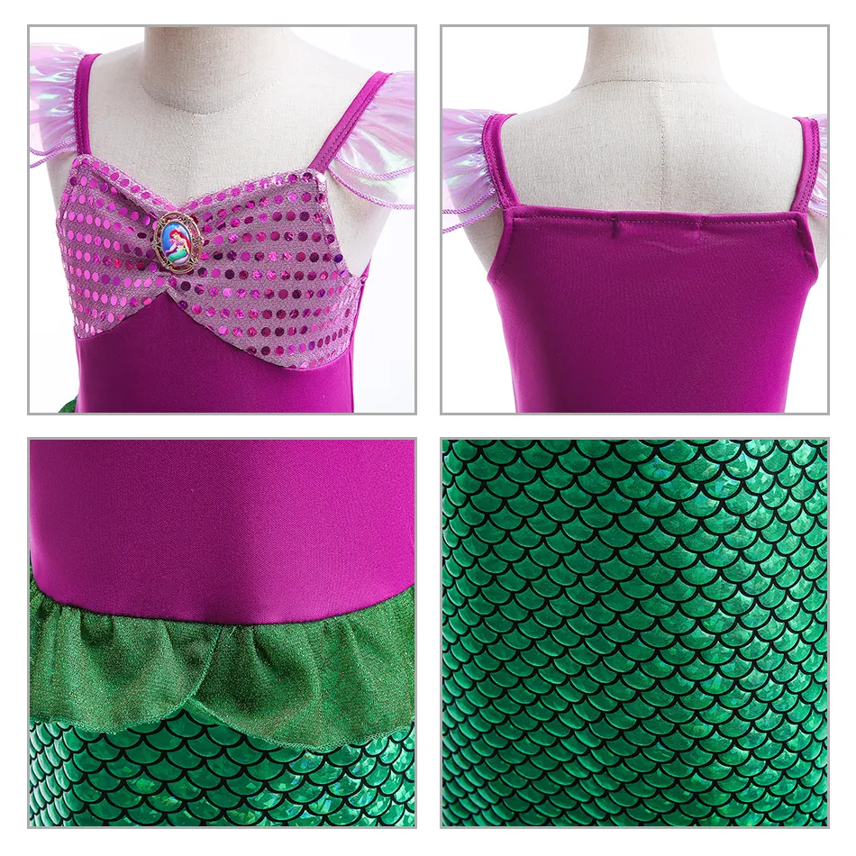 Ariel Girl Little Mermaid Costume Halloween Kid Dress For Girls Children Carnival Birthday Party Clothes Cosplay Mermaid Dress