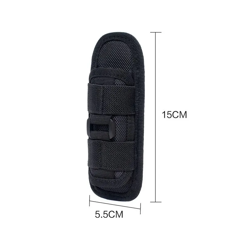 Tactical Hunting Molle Nylon Flashlight Pouch 360 Degrees Rotatable Outdoor Flashlight Cover Holster Torch Case Portable Torch