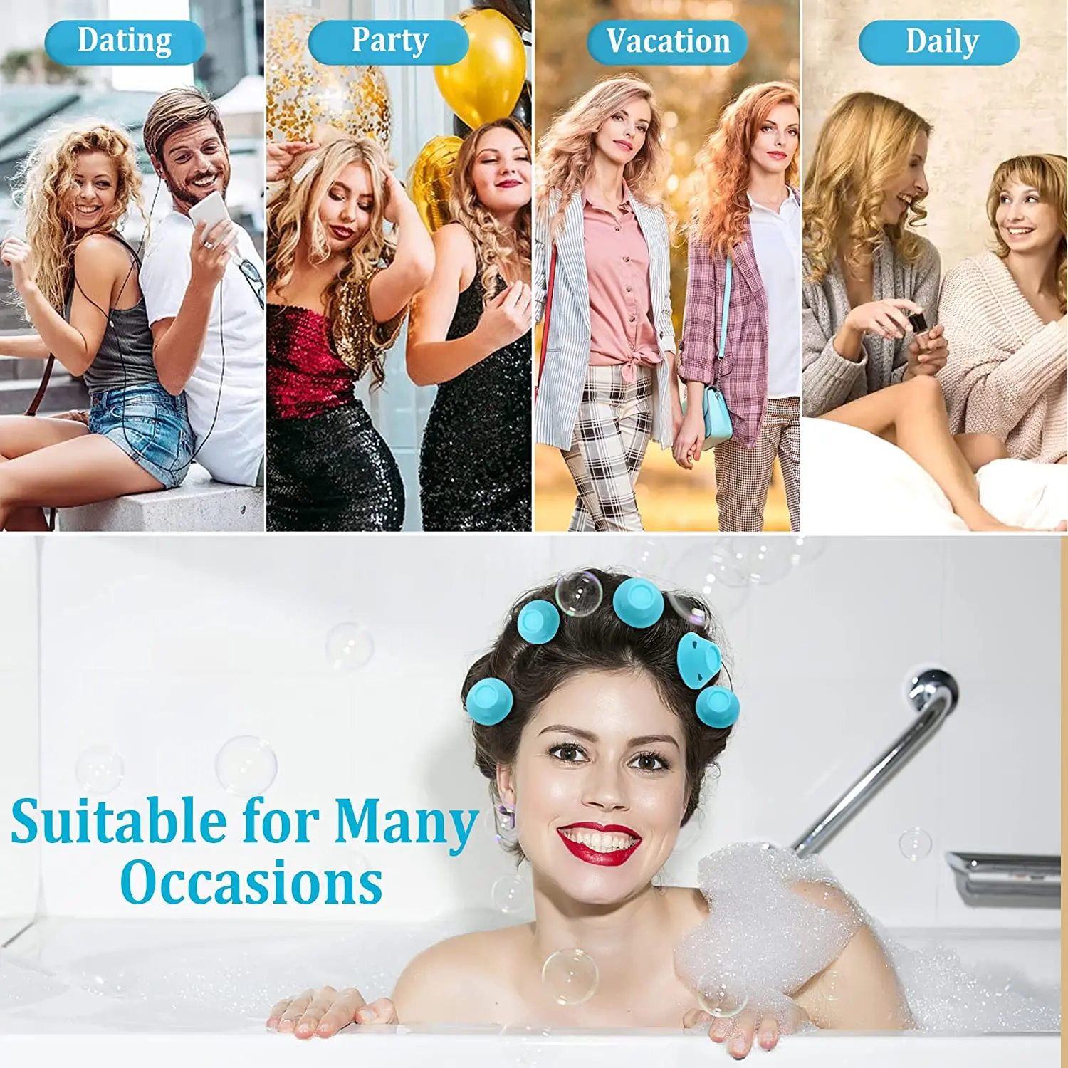 40Pcs Magic Silicone Hair Rollers Heatless Overnight Soft Rubber Twist Curls Waves DIY Hair Curling Styling Tool for Women Girls