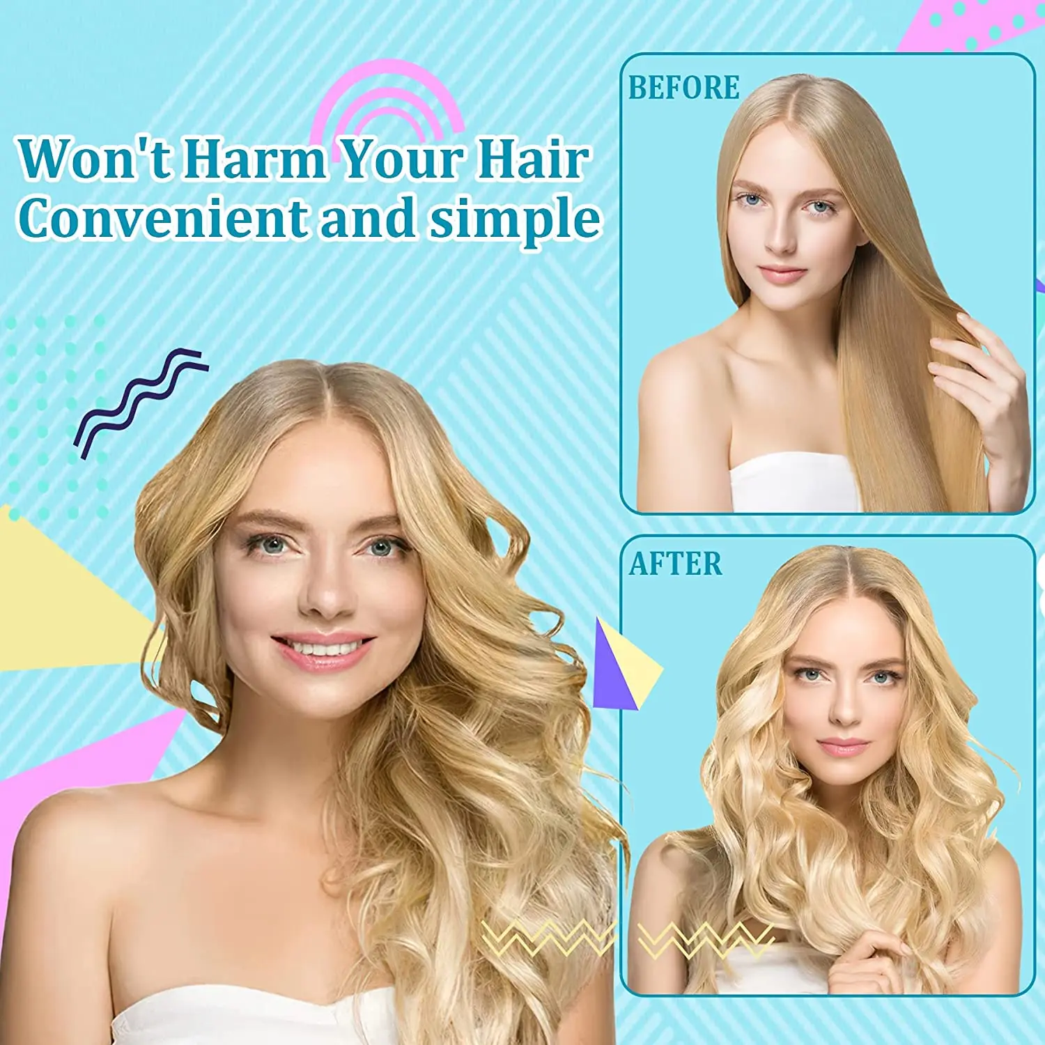 40Pcs Magic Silicone Hair Rollers Heatless Overnight Soft Rubber Twist Curls Waves DIY Hair Curling Styling Tool for Women Girls