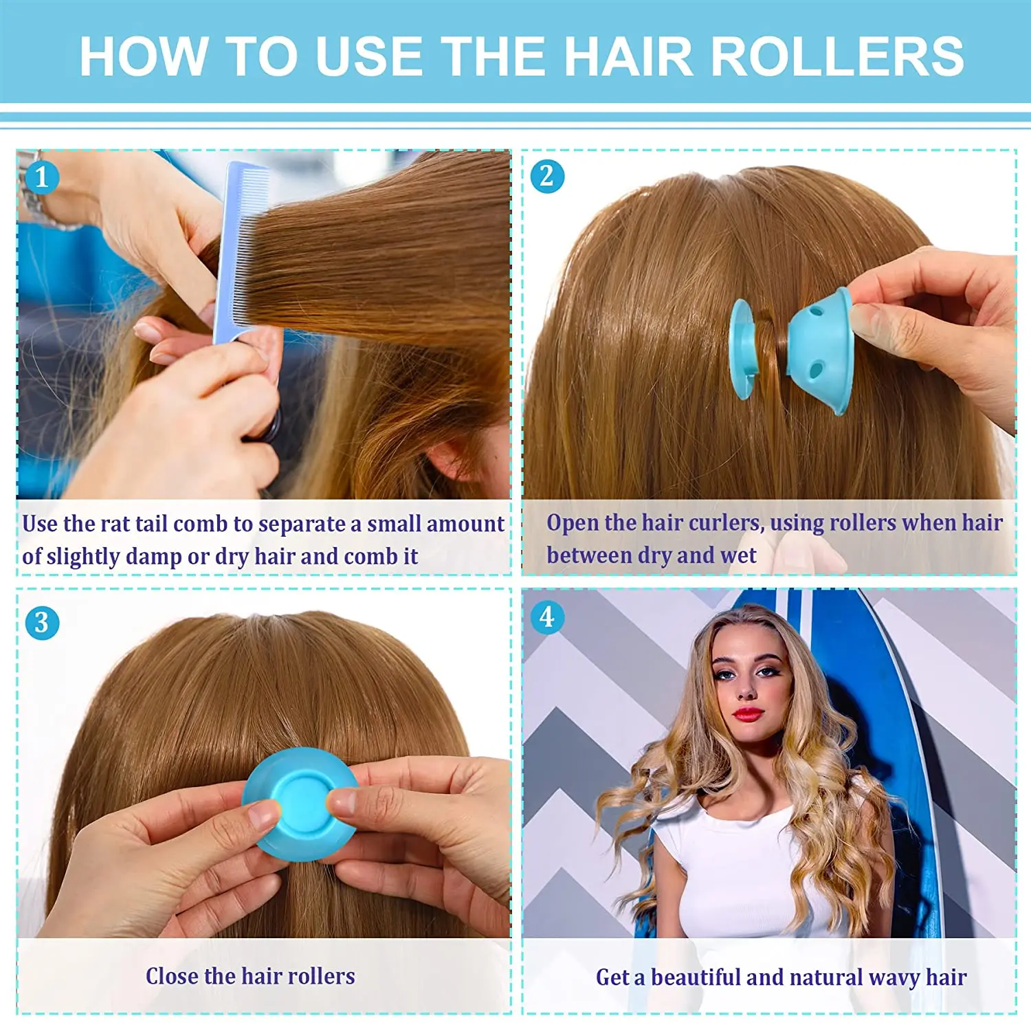 40Pcs Magic Silicone Hair Rollers Heatless Overnight Soft Rubber Twist Curls Waves DIY Hair Curling Styling Tool for Women Girls