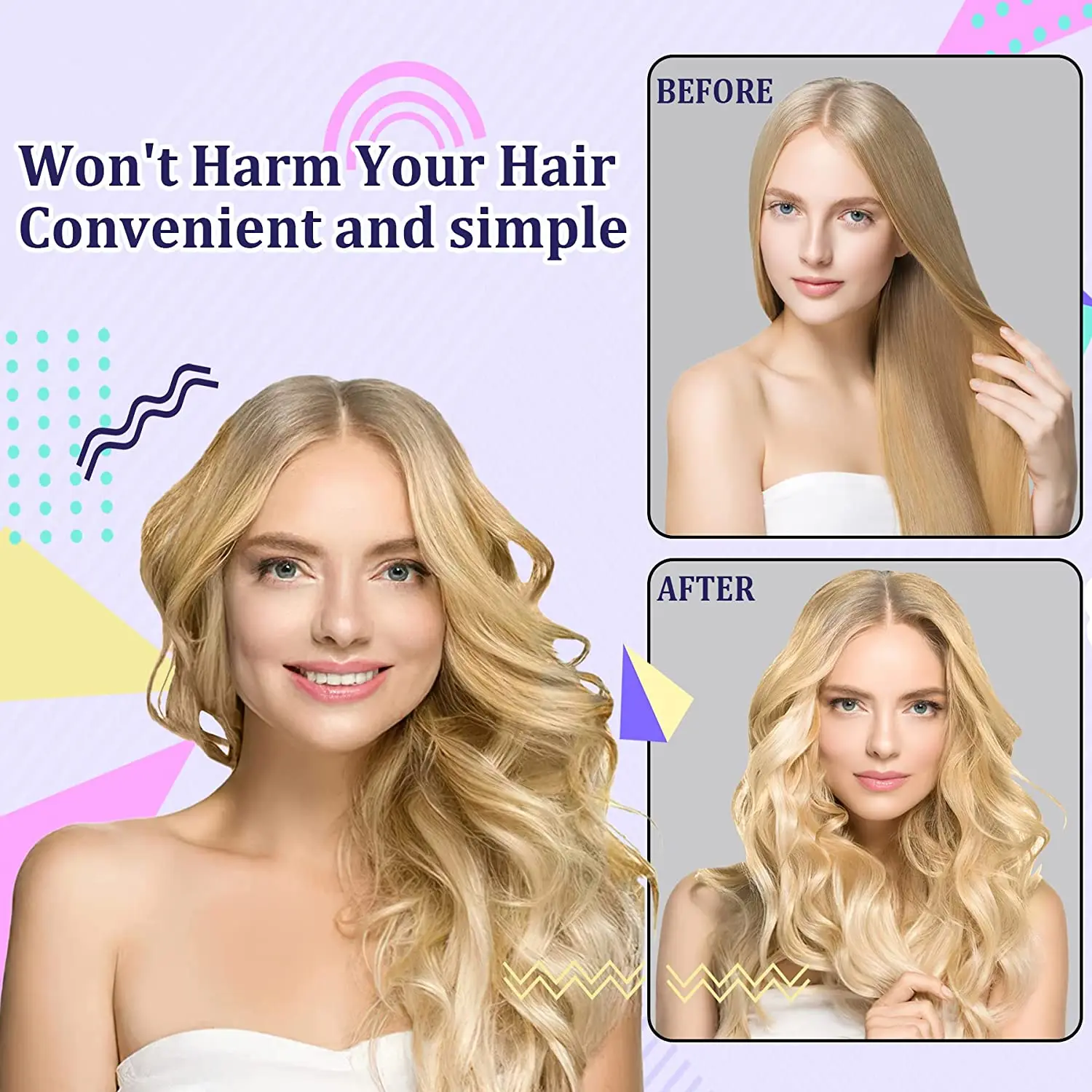 40Pcs Magic Silicone Hair Rollers Heatless Overnight Soft Rubber Twist Curls Waves DIY Hair Curling Styling Tool for Women Girls