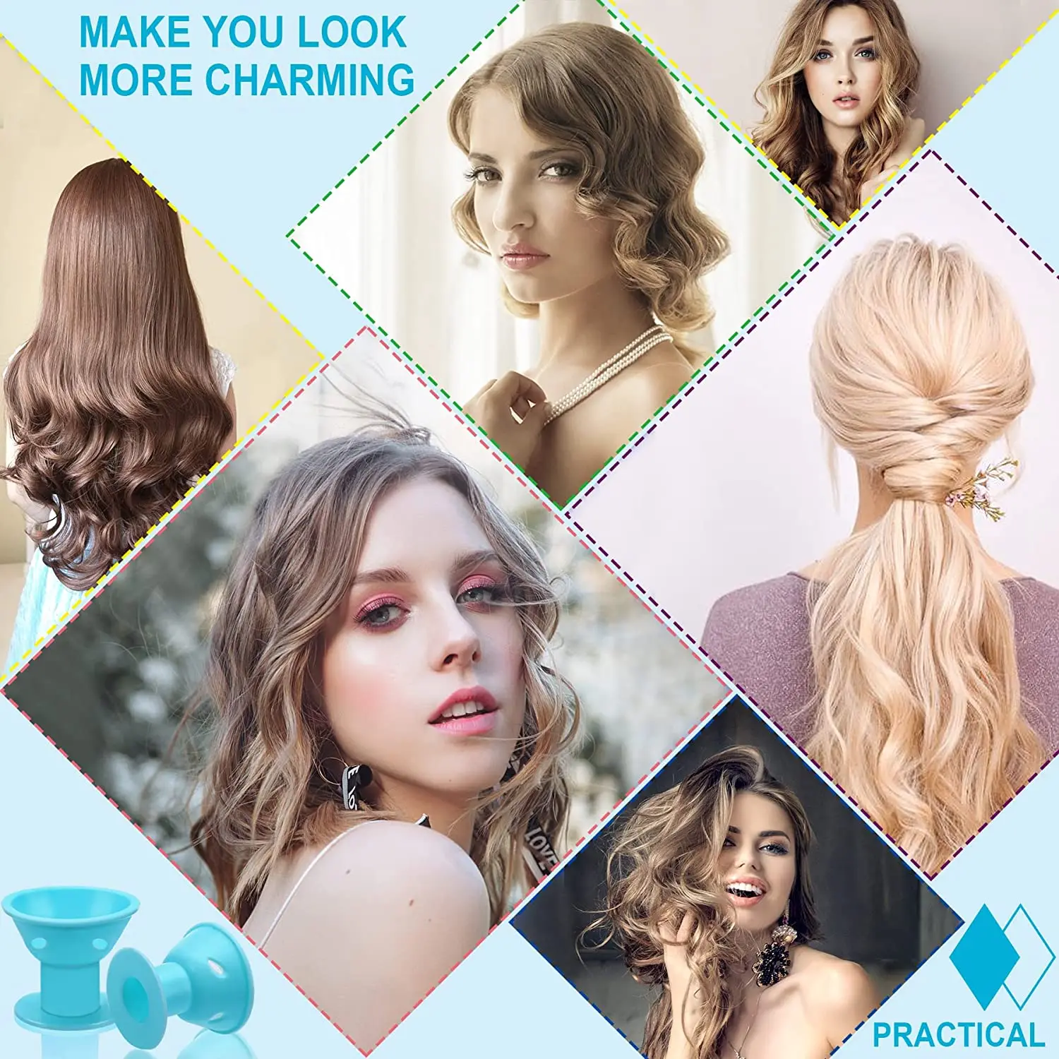 40Pcs Magic Silicone Hair Rollers Heatless Overnight Soft Rubber Twist Curls Waves DIY Hair Curling Styling Tool for Women Girls