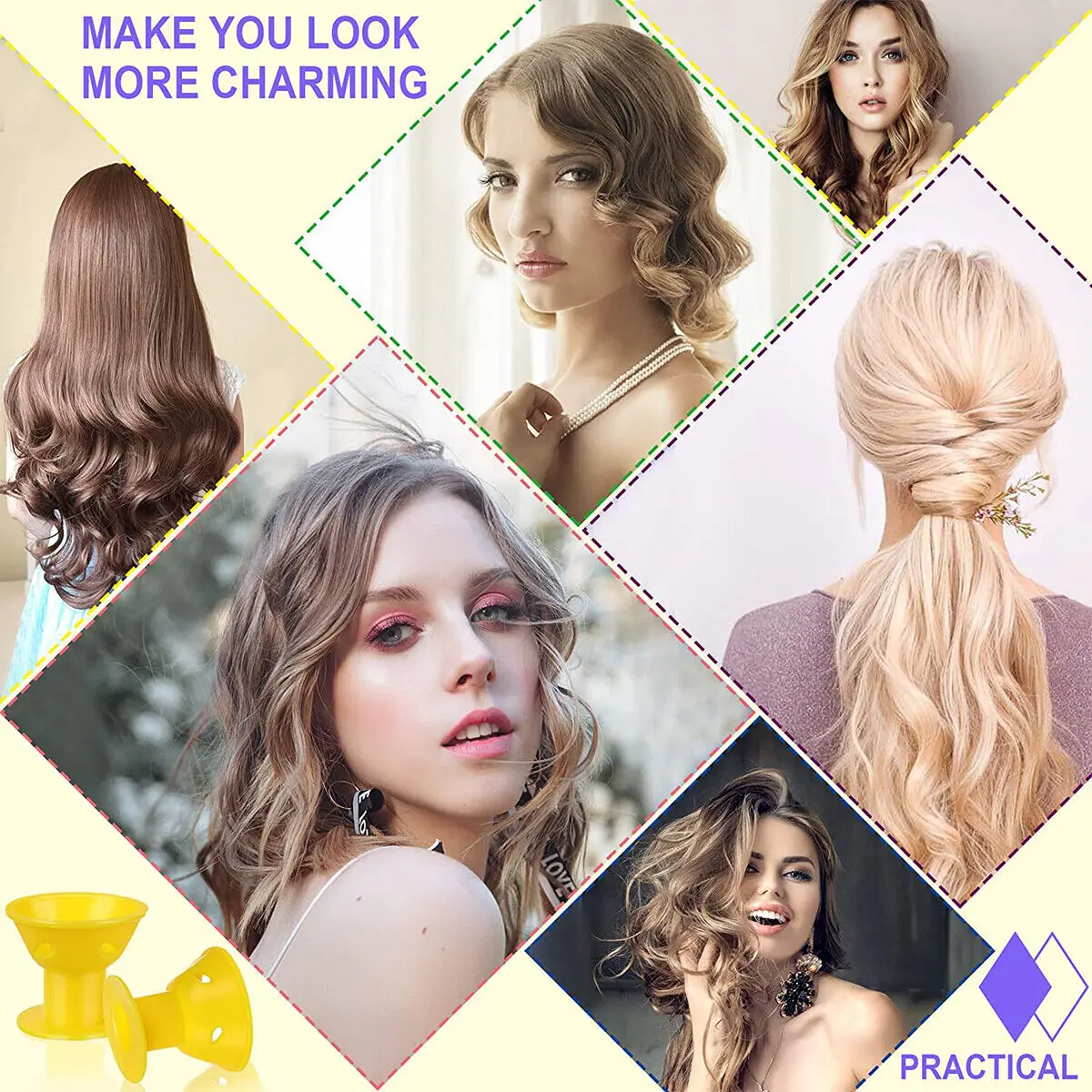 40Pcs Magic Silicone Hair Rollers Heatless Overnight Soft Rubber Twist Curls Waves DIY Hair Curling Styling Tool for Women Girls