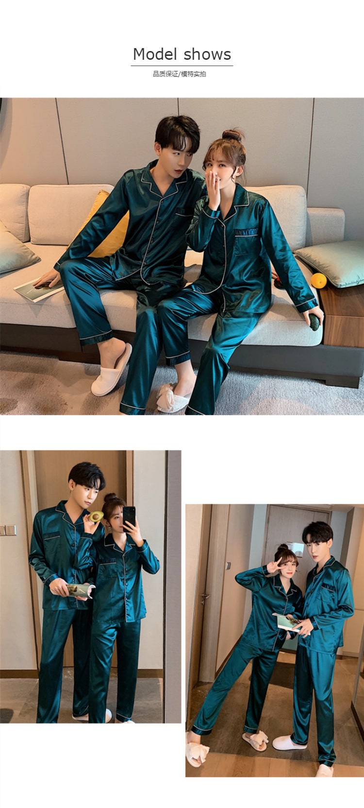 Solid Color Sleepwear Silk Satin Pajamas Couple Set Long Button-Down Pyjamas Suit Pijama Women Men Loungewear Plus Size Pj Set