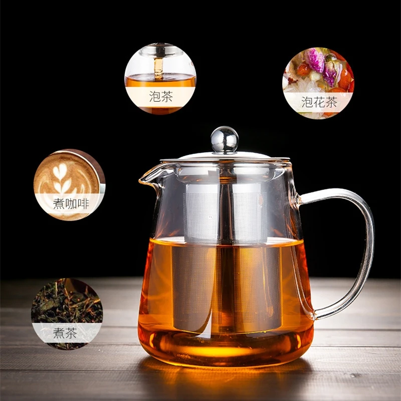 Arshen 750/950ml Filterable Heat-resistant Glass Teapot With 304 Stainless Steel filter Can Heated on Fire Clear Glass Teapot