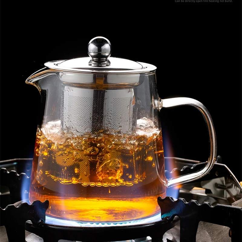 Arshen 750/950ml Filterable Heat-resistant Glass Teapot With 304 Stainless Steel filter Can Heated on Fire Clear Glass Teapot