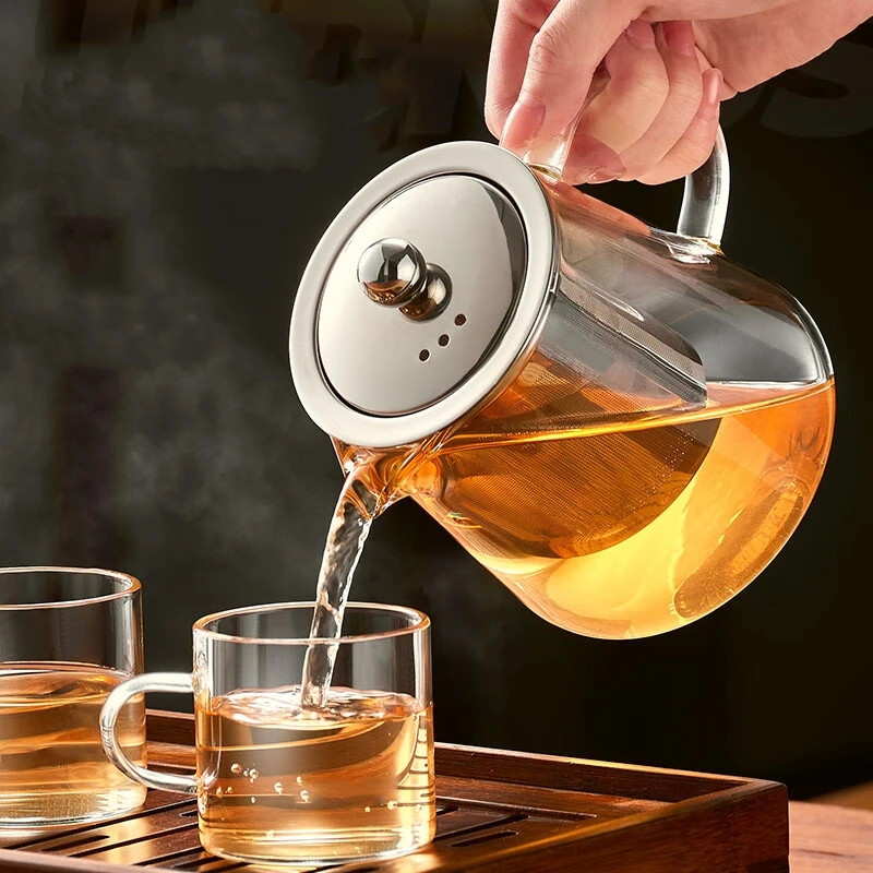Arshen 750/950ml Filterable Heat-resistant Glass Teapot With 304 Stainless Steel filter Can Heated on Fire Clear Glass Teapot