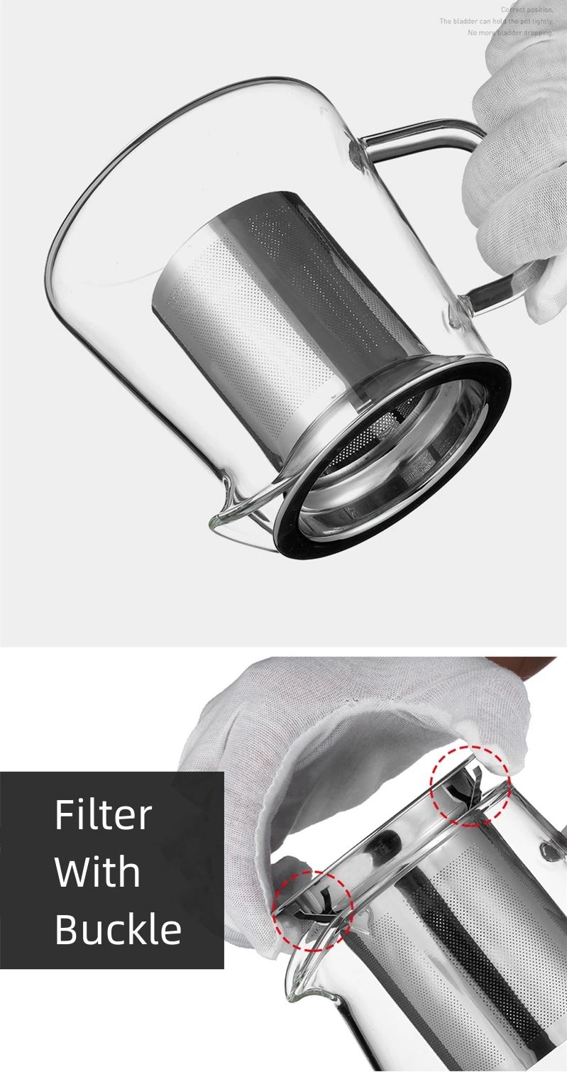 Arshen 750/950ml Filterable Heat-resistant Glass Teapot With 304 Stainless Steel filter Can Heated on Fire Clear Glass Teapot
